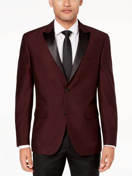 Men'S Slim Fit With Front Button Shawl Collar Jacket Black And Burgundy ~ Wine ~ Maroon Suit Fashion For Men Burgundy Tuxedo main image 1