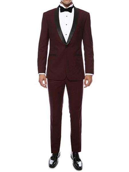 Black and Burgundy ~ Wine ~ Maroon Suit Men's Slim Fit Maroon Tuxedo