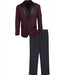 Men'S 2 Button One Chest Pocket 3 Piece Suit Burgundy
