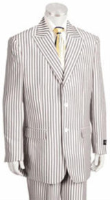 Sear Sucker Suit Mens Classic fit 2 Button Jacket Flat Front Pants Pinstripe seersucker Suit