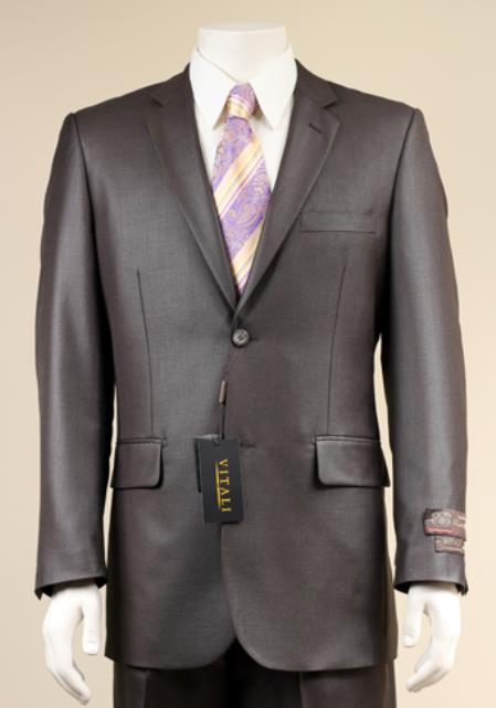 Men's Charcoal 2 Button patterned Mini Weave Patterned