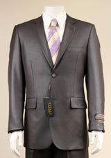 Men's Charcoal 2 Button patterned Mini Weave Patterned