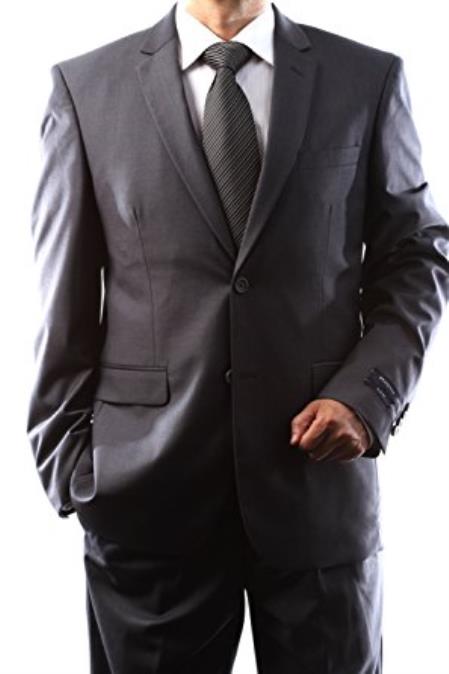 2 PC 2 Button Suit Luxurious Poly Rayon Charcoal Cheap Priced Business Suit Clearance Sale main image 1