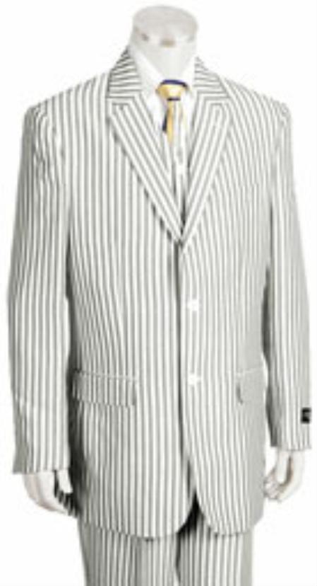 Sear Sucker Suit Seersucker Suit - Searsucker Suits 2 Button Jacket Flat Front Pants sear sucker Suits For Men