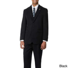 Men's Black Notch collar Two Button Three Piece Pleated Pants