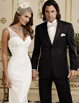Men's Black Fitted Slim Fitc Cut Fitted Two Button Peak Tuxedo Slim Fit Black Tuxedo - Skinny Fit Tuxedo