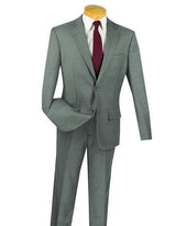 Gray 2 Button Window Pane ~ Plaid Slim Fit Suit Side Vented