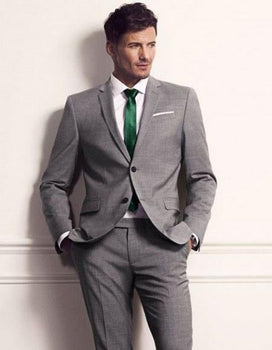 Men's grey suit green tie Package Combo ~ Combination deal 2 button si —  MensUSA