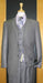 Two Button Grey Sharkskin Flat Front Three Piece Suit