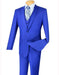 Men's Three Piece Indigo ~ Bright Blue Blue Slim Fit 2 Button Vested Suit