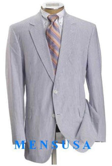 Sear Sucker Suit Seersucker Suit Summer 2 Piece Suits For Men 2 Button Jacket White And Sky