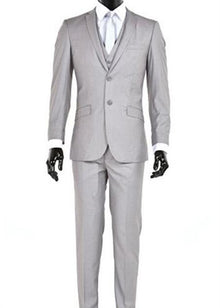 Men'S Slim Fit 2 Button Vested Light Gray Suit