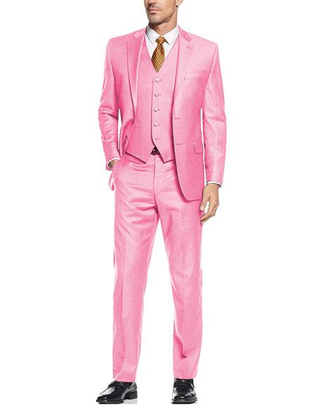 Men'S Light ~ Baby Pink Suit - Slim Fit Cut