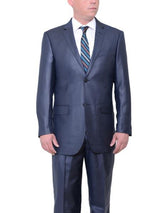Men's Dark Navy Blue Suit For Men Big & Tall Two Button Classic Fit Sharkskin Side Vent Suit