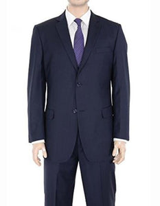 Authentic Men's Regular Fit Two Buttons Solid Dark Navy Blue Suits For Men With Flat Front Pants