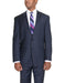 Men's Dark Navy Blue Suit For Men Glen Plaid 2 Button Wool  Classic Fit Suit Flat Front Pants