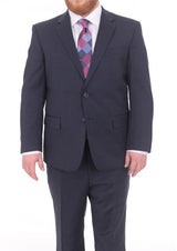Mix and Match Suits Men's Textured Portly Fit Dark Navy Blue Suit For Men 2 Button Super 130's Suit Executive Fit Suit - Mens Portly Suit