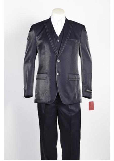 Men's 2 Button Dark Navy Suit