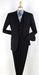 Men's Dark Navy 2 button Ticket Pocket Lapeled Vested 100% Wide Leg Pleated Pants - Dark Blue Suit Color - 100% Percent Wool Fabric Suit - Worsted Wool Business Suit