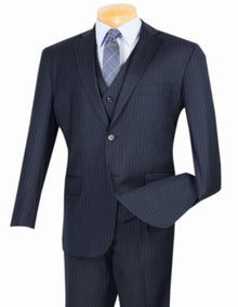Men's 2 Button with Vest and Classic Pinstripe Suit