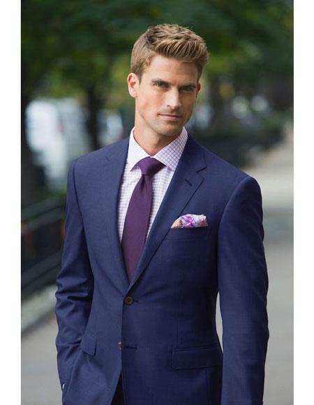 Men's Dark navy suit purple tie Package Combo ~ Combination deal 2 button side vented Slim Fit or Regular Fit Cut
