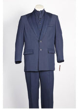 Men's 2 Button Suit Dark Navy White