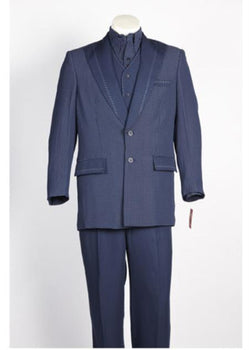 Men's 2 Button Suit Dark Navy White