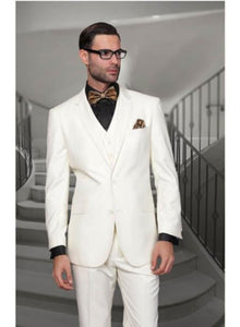 Statement Confidence Men's Off White 2 Button Modern Fit Suits Wool Suit
