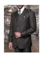 Mens Olive 3 Piece 2 Button Italian Designer Fine Brands Best Italian Style Cut Suits
