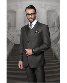 Statement Confidence Men'S 2 Button Olive Modern Fit Suits Wool Fine Brands Best Italian Style Cut Suits