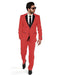 2BW2 Men'S 2 Button Red Tuxedo With Black Satin Lapel And Red Flat Front Pants