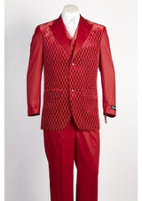 Men's Red 2 Button Suit
