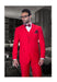 Men'S Solid Red 2 Button Vested Suit $175