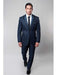Men's Slim Fit 2 Button Royal Blue Satin Trim Peak Side Vent Dress Suits for Men