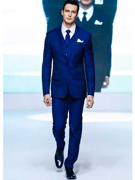 Men's 2 Button Slim Fit  Royal Blue Wedding