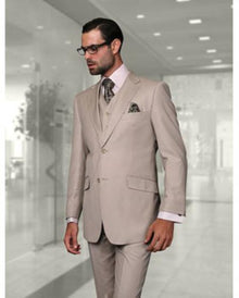 Statement Confidence Men'S Sand 2 Button Modern Fit Suits Wool Fine Brands Best Italian Style Cut Suits