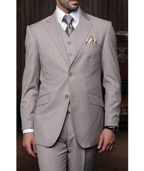 Statement Confidence Men'S Tan 3 Piece 2 Button Italian Designer Fine Brands Best Italian Style Cut Suits
