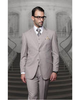 Statement Confidence Men's Tan 2 Button Modern Fit Suits Wool Fine Brands Best Italian Style Cut Suits