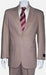 Men's Two Button Tan ~ Beige Shadow Stripe ~ Pinstripe Cheap Priced Business Suits Clearance Sale