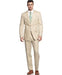 Two Button Pure Linen Suit Solid Tan ~ Beige - Mens Linen Suit
