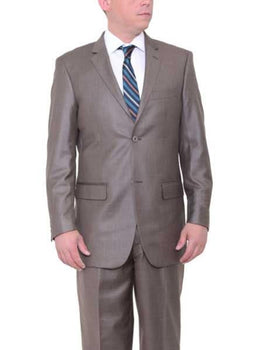 Men's 2 Button Big & Tall Taupe Classic Fit Side Vents Textured Suit