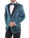 Men's 2 Buttons Slim Fit Teal Sharkskin Blazer Sportcoat