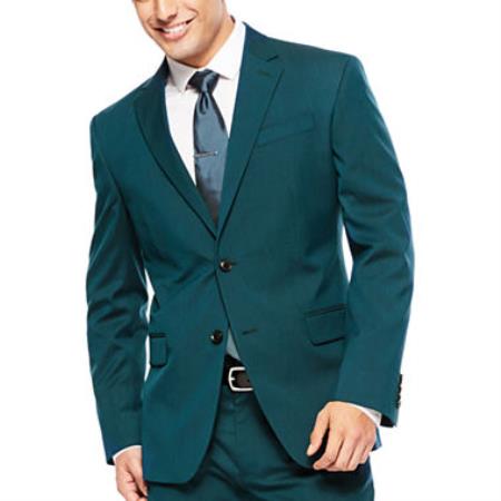 Men's 2 Button Super Slim Fit Teal Blue ~ Cheap Priced Business Suits Clearance Sale Jacket & pants