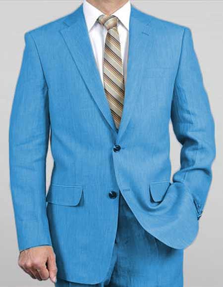 Men's Sizes Turquoise Light Weight 2 Button Real Suit ( Jacket + Pants ) Spring / Summer