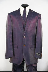 Men's Sharkskin Entertainment Stitch Zoot Suit Ultraviolet White Stitching