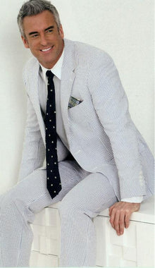 Seersucker Suit 100% Cotton Seersucker Sear sucker suit Dark Navy/White