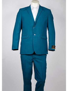 Men's 2 Button Teal Blue Color Summer Suit