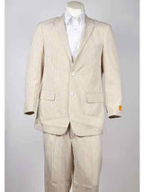 Men's seersucker ~ sear sucker 2 Button Beige Suit