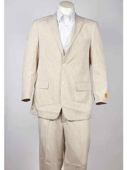 Men's seersucker ~ sear sucker 2 Button Beige Suit