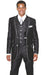 Men's 2 Button 3 Piece Church Suit Black White Trim Lapel Slim Fitted Ticket Pocket Suit - Three Piece Suit
